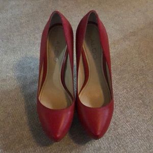 Aldo red and gold heels